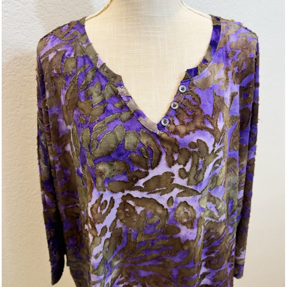 Westbound Plus Size Notch Collar Printed 3/4 Sleeve Blouse. Size 3X - Picture 4 of 7